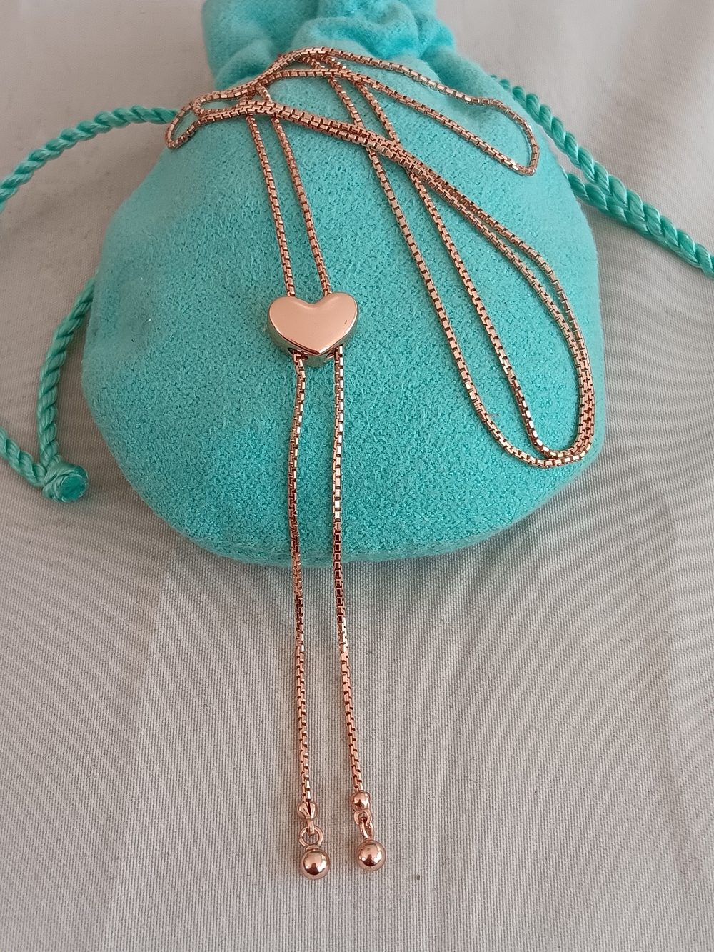Sterling Silver Rose Gold Heart Lariat Necklace - Women's Jewelry